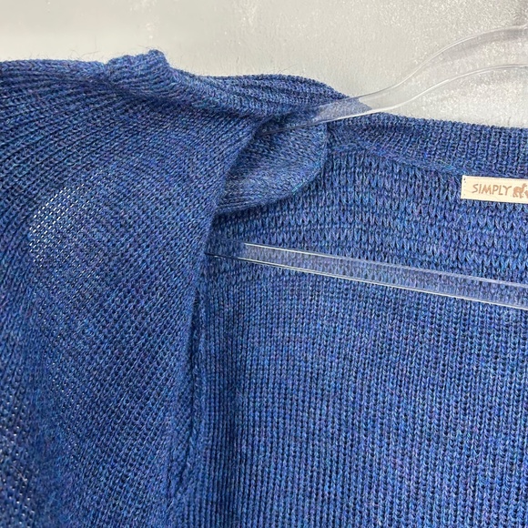 Simply Natural women one size cardigan alpaca blend blue open front w pockets - Picture 7 of 13